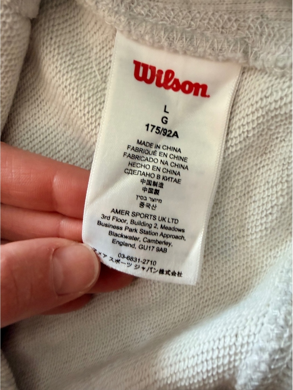 Wilson Est 1914 Grey Cropped Crewneck Sweatshirt; Athleisure; Tenniscore, Large - Picture 7 of 9
